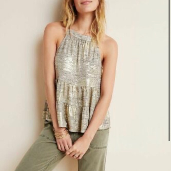 Sunday in Brooklyn Tops - SUNDAY in BROOKLYN tiered metallic tank L